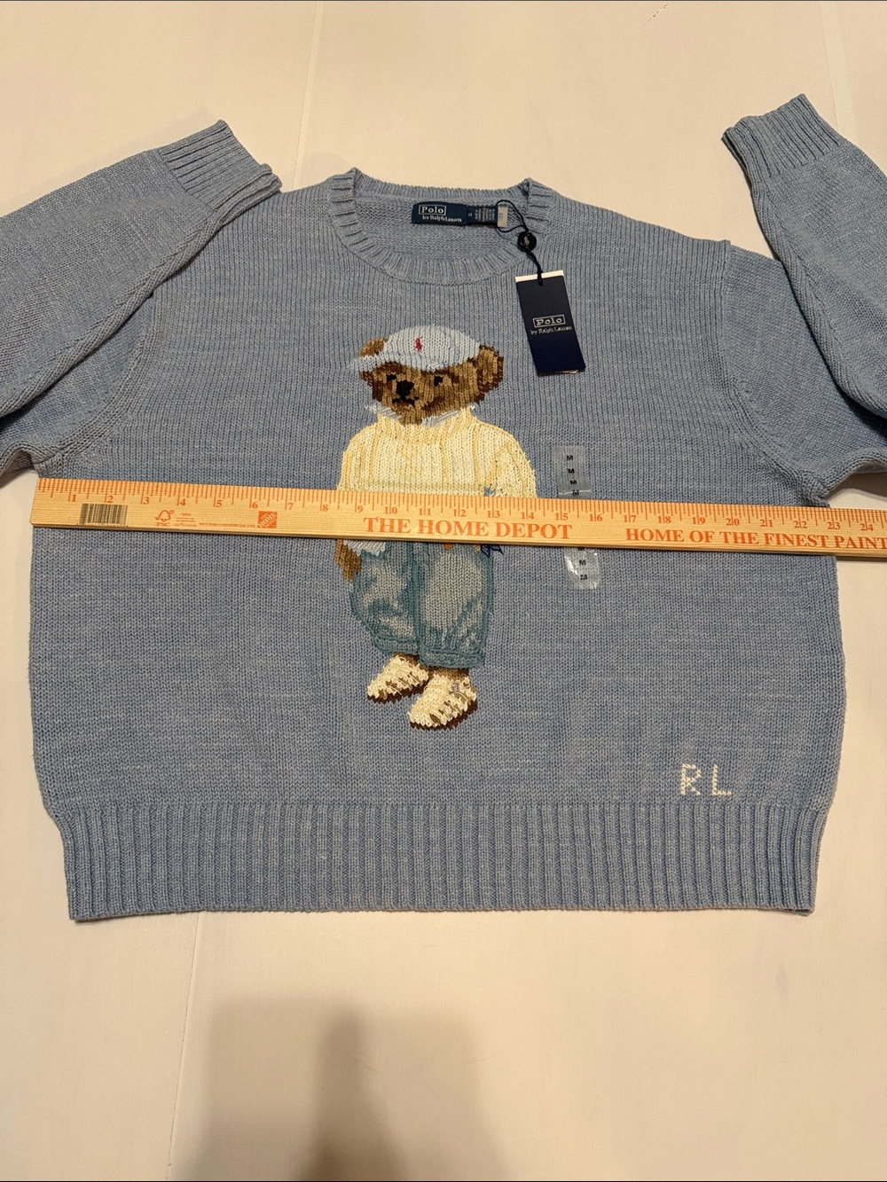 Polo by Ralph Lauren Light Blue Bear Crewneck Cotton Sweater M NWT - Picture 6 of 9